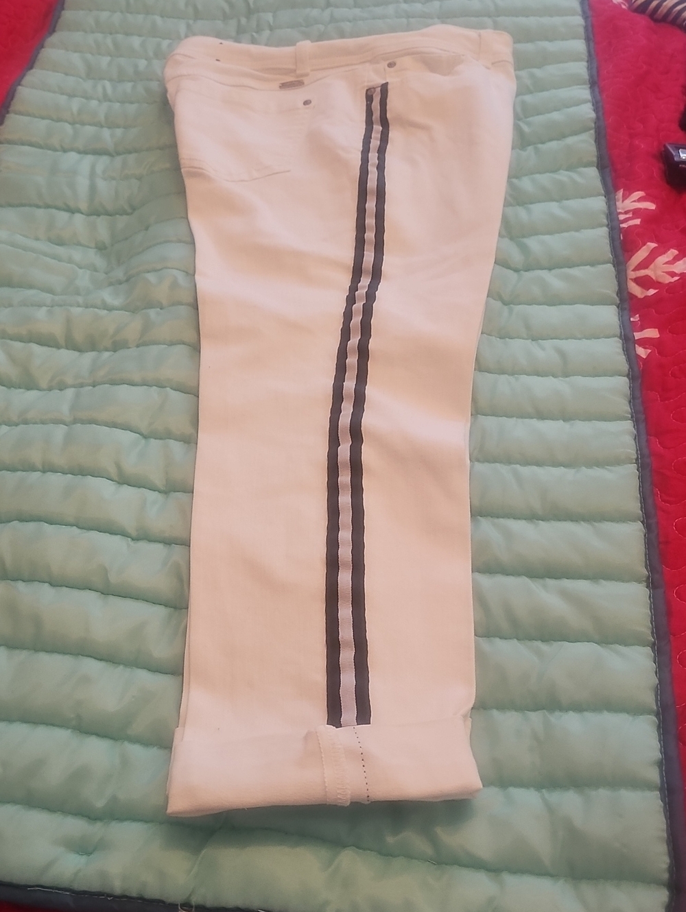 Inc Skinny Leg Demin White Women's Jeans with Black Racing Stripe